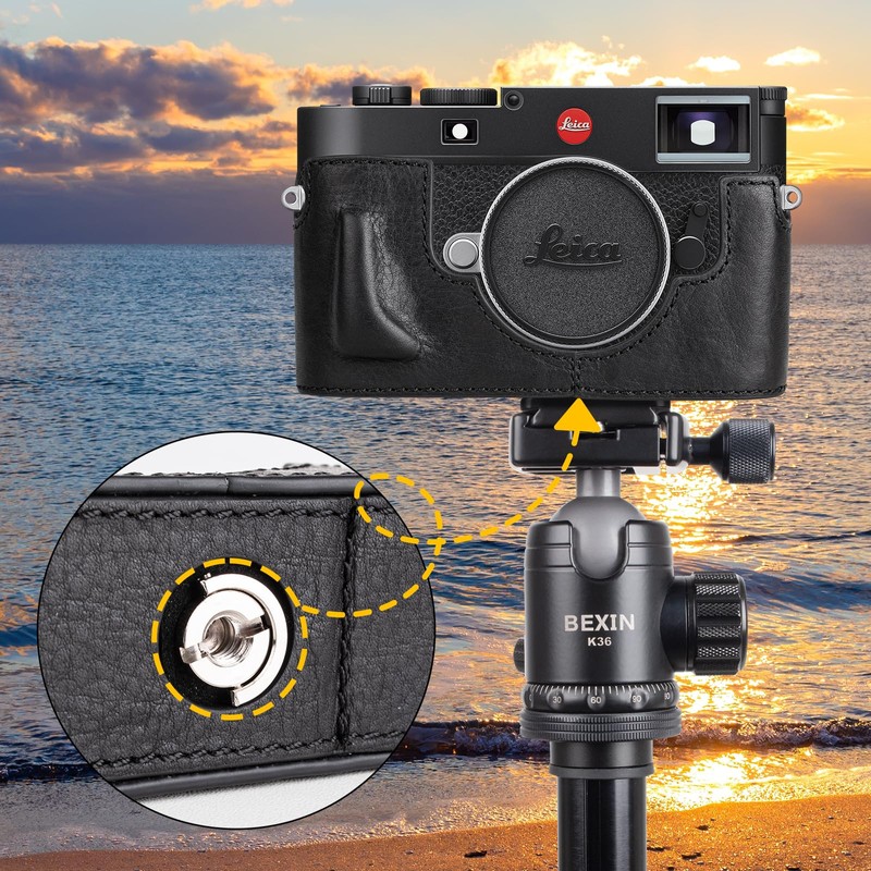MUZIRI KINOKOO Leica M11 Case, Retro Style Genuine Leather Case