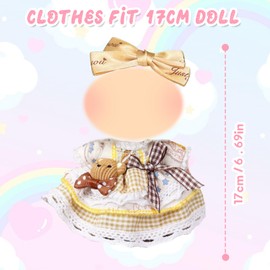 Doll Clothes for 17cm Dolls, 6 Set Doll Replacement Clothes Include Dresses Overalls Suits Short Sleeves Hats Hair Accessories for Dolls Premium Outfit, Present for Adults Kids ( No Doll )