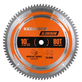 KEENTECH 10 Inch 80T Metal Saw Blade for Aluminum, 5/8" Arbor,Tungsten Carbide Tipped TCG Grind for Smooth Cuts & Superior Wear Resistance，Metal Cutting Blade for Aluminum，Non-Ferrous Metals & Plastic