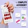 Yivaiks Red Short Square Cat Eye Press on Nails White