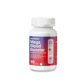 NATURION NATURION Mega Blood Booster - Dietary Supplement for White and Red Blood Cell Support with Iron, Selenium, Zinc, Vitamin B12 & Folic Acid - 90 Tablets, 90 Day Supply