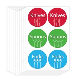 Cutlery Sign Stickers 2 Inch Meal Planner Stickers for Marking Forks, Spoons and Knives Storage(120 Pcs)