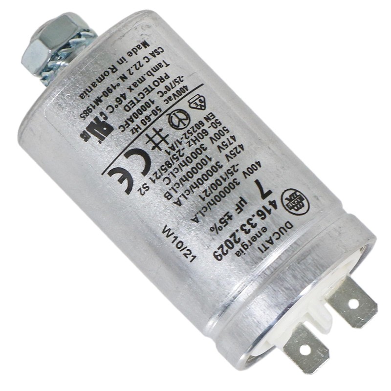 SPARES2GO Capacitor for Creda Tumble Dryer (7UF)
