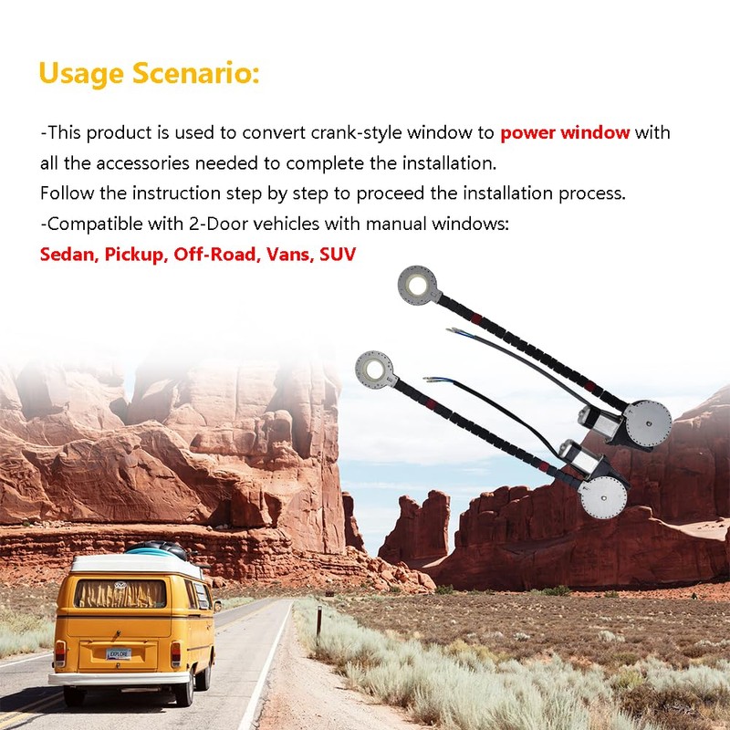 Universal Electric Power Window Lift Roll Up Regulator Conversion Kit