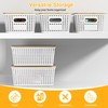 6 Pieces White Plastic Storage Baskets with Bamboo Lids with