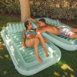 Float Joy Tanning Pool Inflatable Pool Floats Adult Tanning Bed Pool Lounger Blow Up Pool Floaties for Floating Sunbathing Suntan Tub