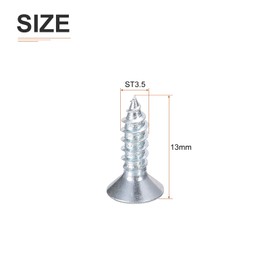 DTGN 100Pcs ST3.5x13mm Self Drilling Screws, Carbon Steel Flat Head Phillips Sheet Metal Screw - Good for Wood to Metal, Furniture - Silver