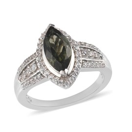 Ct 1 925 Sterling Silver Moldavite Promise Ring for Women Jewelry Valentines Day Gifts for Women Platinum Plated Zircon Bride Size 10