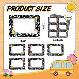 216 Pcs Name Tags,3.5 X 2.5 Inch Composition Notebook Classroom Decor