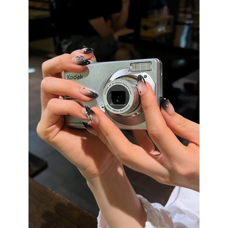Chrome Black Handmade Nail Tips - Coffin Egg / 크롬