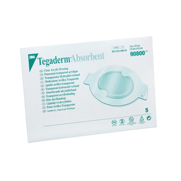 3M Tegaderm Absorbent Clear Dressing, 1-1/2" x 2-1/4" Oval, Box of 5