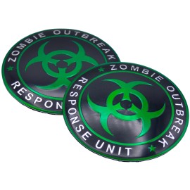 Express Emblems 2x Zombie Outbreak Decal Sticker Emblem Auto, Car, Truck Metal Dome Shape 2.20"