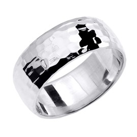 925 Sterling Silver 8 MM Hammered Thumb Ring(Size 8.5)