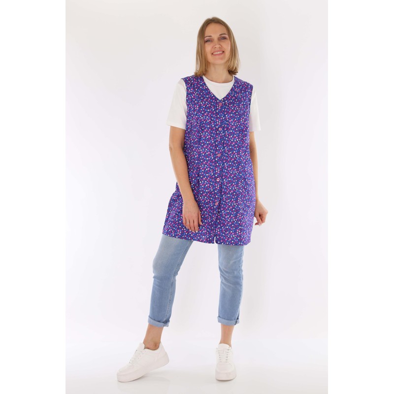 7/8 Tunic Cotton Colourful Apron Short without Sleeves Cooking Apron,