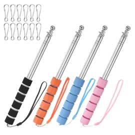 M METERXITY 4-Pack 5.25Ft/1.6M Telescopic Handheld Flagpoles, Telescopic Flag Pole with Clips Portable Stainless Steel Flag Pole for Truck/Outside/Tour/Guide/Festival[Black/Orange/Blue/Pink]