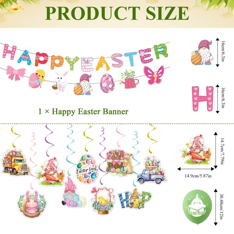 Easter Decorations Indoor Happy Easter Banner Garland Easter Bunting Balloons