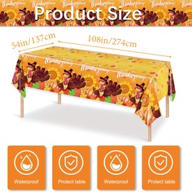 137*274cm Thanksgiving TableCloth Table Cover Disposable,Plastic Fall Tablecloth Pumpkin Maple Leaf Tablecover Autumn Theme Table Cloth Decorations for Thanksgiving Harvest Party Table Supplies Decor