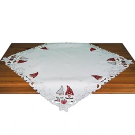 Raebel OHG Table Runner Table Cover Christmas White Embroidered with Secret Santa (85 x 85 cm)