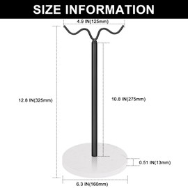 Winmien Double Hooks Standing Banana Holder, Banana Hanger Tree Stand Hook for Kitchen Countertop, Sturdy and Balanced Fruit Shelves with Storage on Both Sides.(Black)