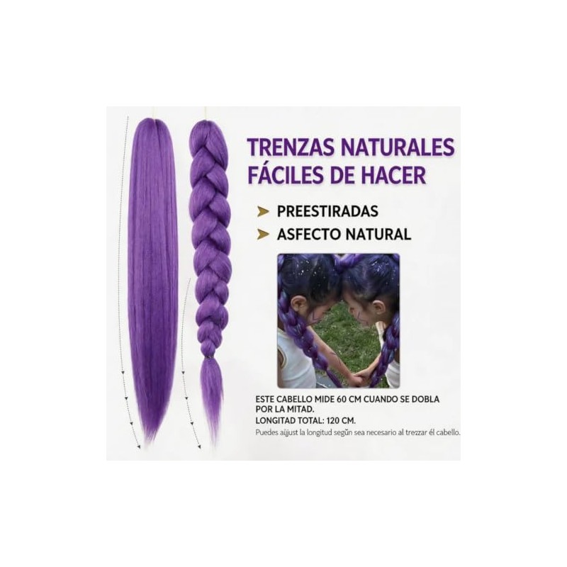 Extensiones Cabello Morado Pulgadas Largo Trenzas