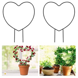 Ejoyous Plant Support Rack, 2 Pcs Black Iron Garden Trellis for Climbing Plant Vine Plant, 13” x 9”Rust Proof Metal Support Wire Heart Shaped Plants Climbing Holder Rack (Black)