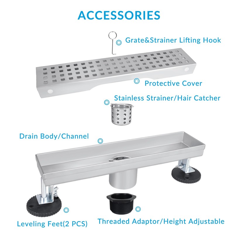32 Inch Removable Cover Linear Shower Drain 304 Stainless Steel