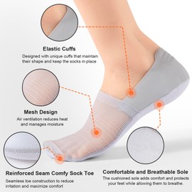 Ice Silk Invisible Breathable Anti-slip Socks, No Show Socks Womens and Men for Flats, Ultra Low Cut Non Slip Flat Boat Liner (US, Alpha, One Size, Regular, Regular, 5 Pairs-A)