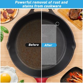 Cast Iron Cleaner - XXL 20''x20'' Upgraded Thin and Small Circle 3.8mm Diameter, Premium 316L Stainless Steel Chainmail Scrubber - Durable Scraper for Skillet, Woks, Pots, Pan, Griddles and Containers