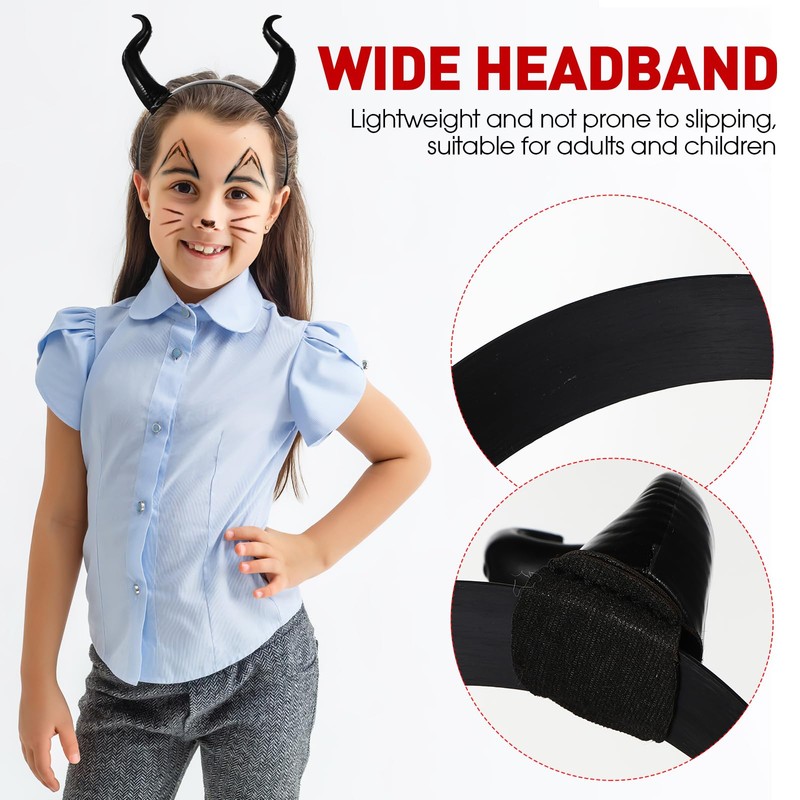 FOMIYES Vicious Horns Headband Devil Horn Hair Bands Black Gothic