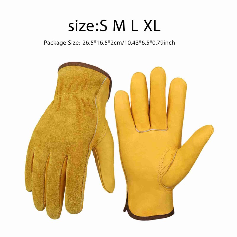 Leather Work Gloves for Men and Women Cowhide Gloves with