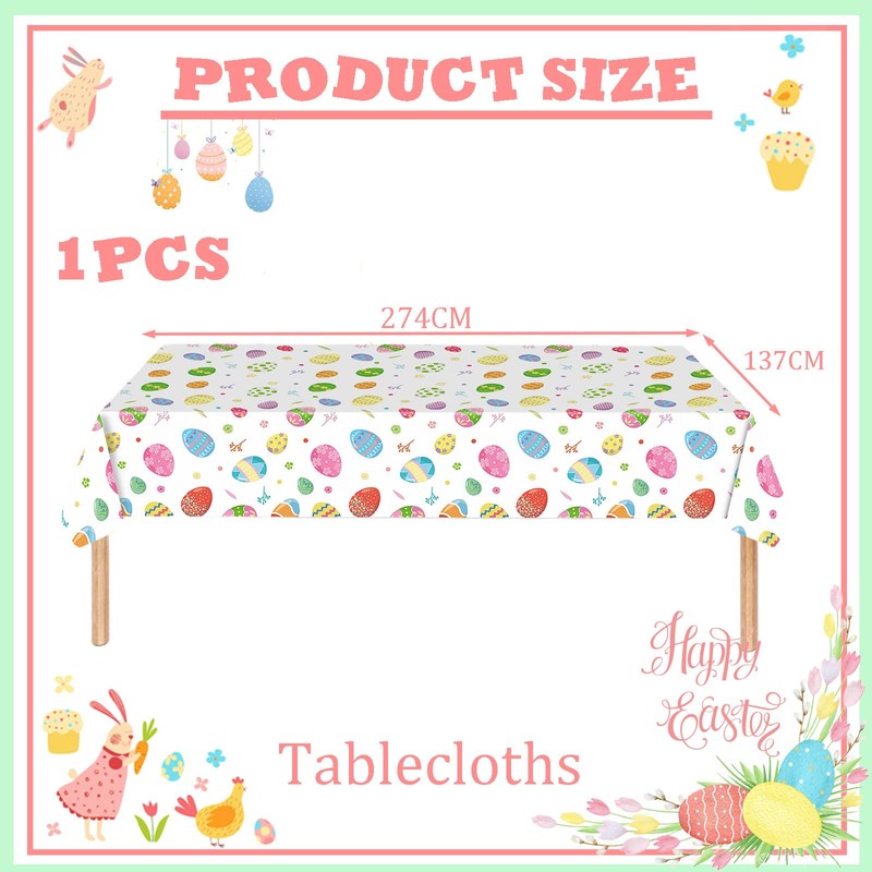 YAAVAAW 137 * 274cm Easter Tablecloth,Easter Party Decorations Tablecloth,Large Rectangular