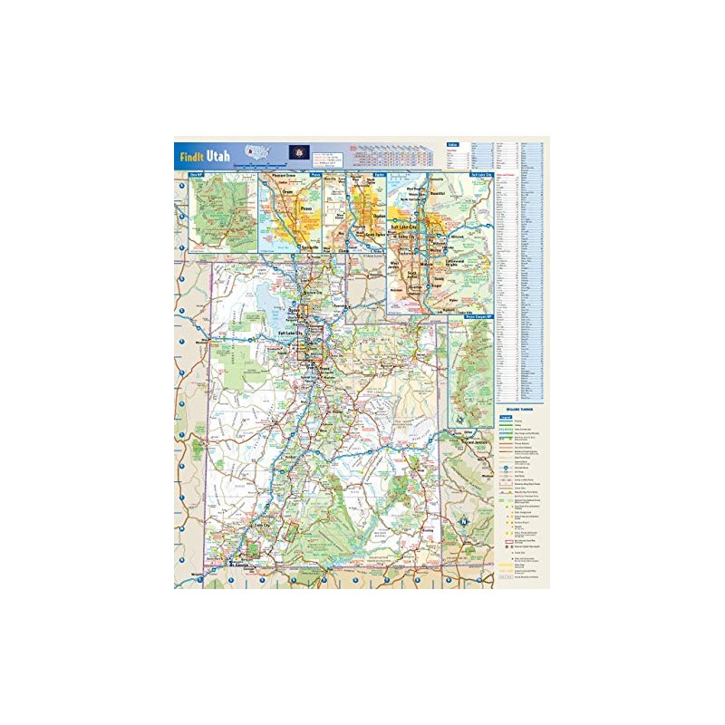 Globe Turner Utah State Wall Map - 14.75" x 17.75"