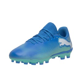 Puma 107954 Soccer Spike for Earth and Artificial Grass Future 7 Play HG/AG + Mid Jr 107954 Kids, 24 Colors Hyper Link Blue Mint Puma White (01), 21.0 cm