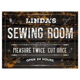 Custom Sewing Sign, Custom Name for Sewing Room Wall Art Indoor/Outdoor Gift Décor Sign, 18X24 Inches, ACM, Fade Resistant, Made in USA