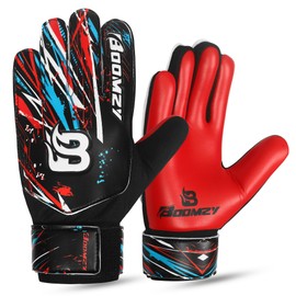 BOOMZY Soccer Goalie Gloves for Kids Boys Children, Youth & Adult Football Goalkeeper Gloves with Double Wrist Protection (Red, Size 6 suitable for 13 to 15 years old)