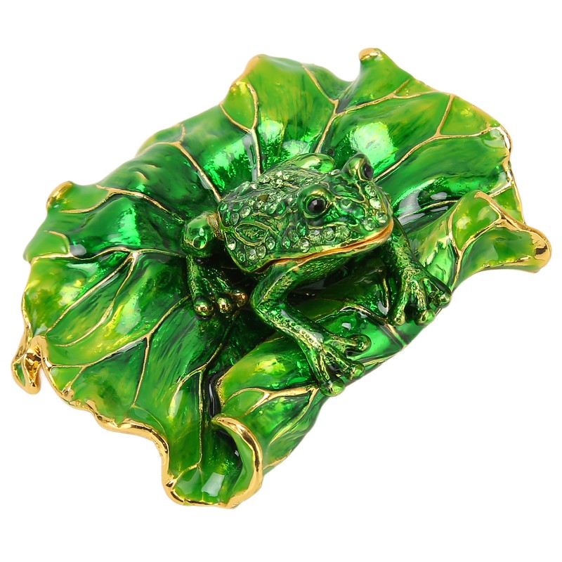 Lotus Leaf Frog Jewelry Box Hand Painted Innovative Metal Jewelry