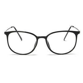 lasree Fashion Glasses Full Rims Myopia Everyday Use Men Women Fashion Distance Glasses -2.50 Lenses Black Glossy Frame Glasses