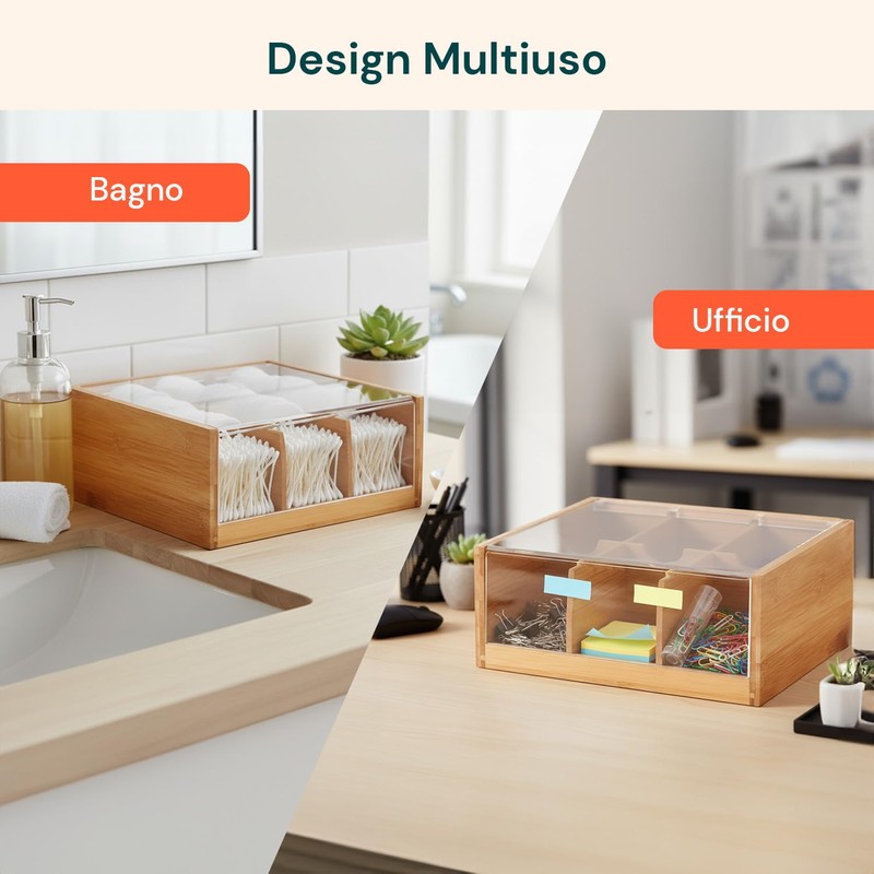 Avilia Organizer Bambù 6 Scomparti Porta Tisane e Capsule Caffè