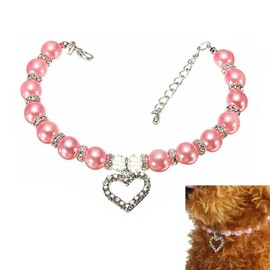 Pet Supplies Pearl Necklace Love Diamond Pendant Pet Collar Cat and Dog Jewelry