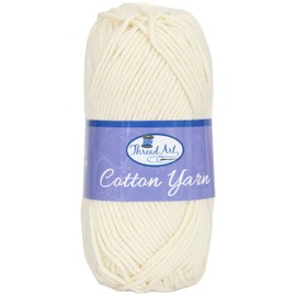 Threadart 100% Pure Cotton Crochet Yarn | Natural | 50 gram Skeins | Worsted Medium #4 Yarn | 85 yds per Skein - 30 Colors Available