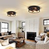 XPEHK Farmhouse Flush Mount Ceiling Lights,3-Light Black Hallway Light Fixtures,Rustic
