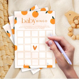 ISOVF Orange Theme Baby Shower Games - Baby Bingo Game - Baby Gender Reveal Party Games - A Little Cutie is on The Way Gender Neutral Party and Supplies-(K03)