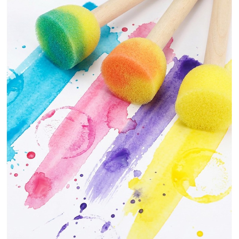 40 PCS Sponge Paint Brushes, Round Foam Art Sponges Brush
