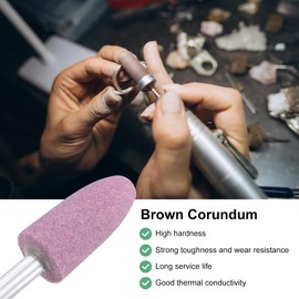 M METERXITY 3-Pack Abrasive Mounted Stone Grinding Bits, 1/4 IN(6mm) Shank Aluminum Oxide Polishing Sanding Drill Bit for Rotary Tools, 0.63IN(16mm) Dia 80 Grits Point [Pink]