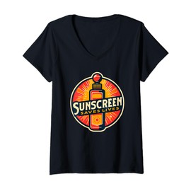 Womens Sunscreen Saves Lives Funny Dermatology Doctor Derm Squad V-Neck T-Shirt