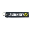 Launch Key Nuclear Radiation Fallout Black Fabric Keyring Embroidered Woven