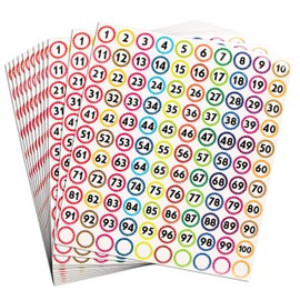 DESKSILLO 1320 Number Stickers (1 Inch, Round, Multicolor) – 12 Sheets of 1–100 Vinyl Labels – Inventory Stickers for Storage, Organizing, Classroom, Toolbox, Locker, Indoor/Outdoor Use
