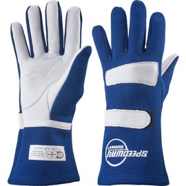 Speedway Motors Blue Nomex Racing Gloves, Size Large, SFI-1, Leather Palm