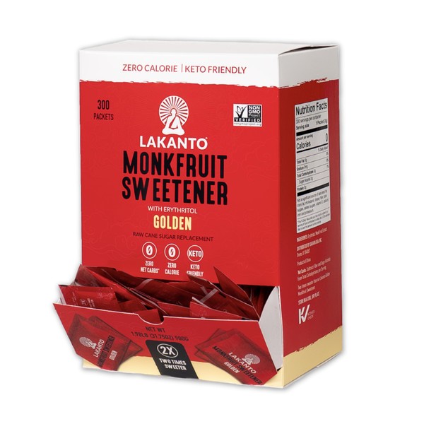 Lakanto Golden Monk Fruit Sweetener with Erythritol Packets - 2X