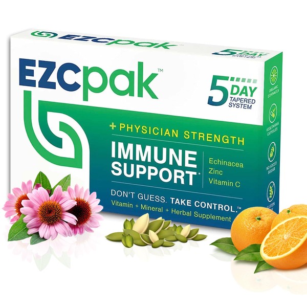 EZC Pak Immune Support Supplement, Vitamin Immune Support Zinc Vitamin C Echinacea, Vitamins for Immune System Support, Immune Boosters for Adults - Immune Support Vitamins - 28 Capsules